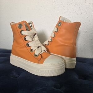 Orange High-Top Sneakers